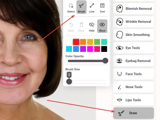 Open photo in facetouchup