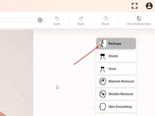 Open photo in facetouchup